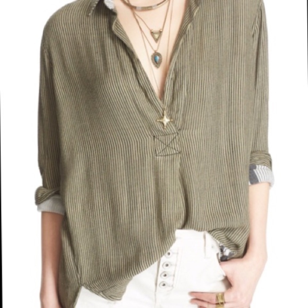 Free people on the road hi-lo striped tunic top